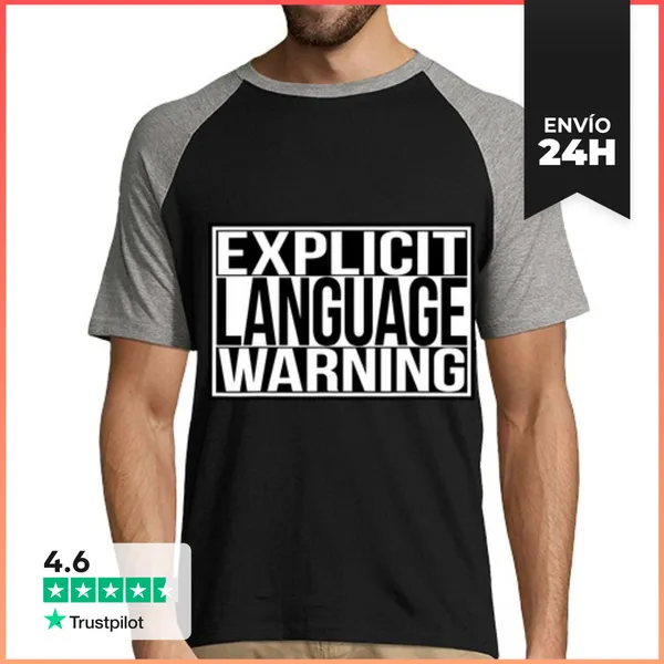 Camiseta Hombre, Estilo Béisbol Advertencia De Lenguaje Explícito