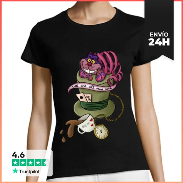 Camiseta Mujer Clásica Chesire Cat LaTostadora
