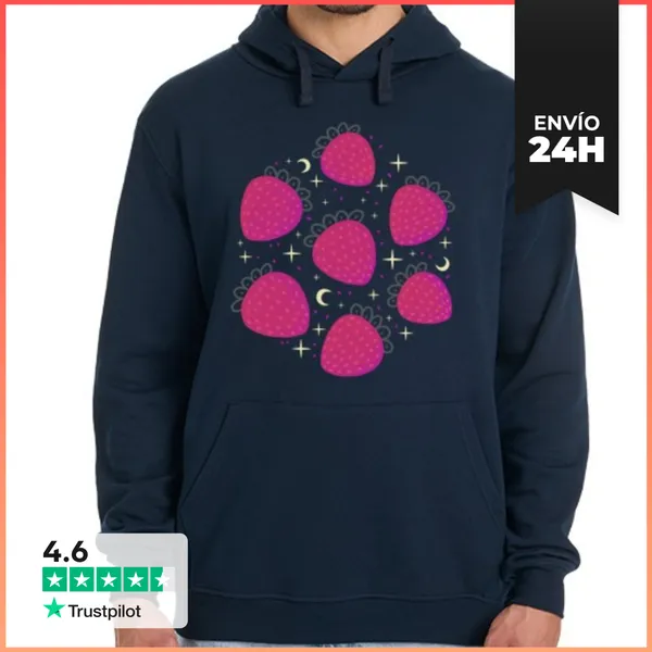 Sudadera Unisex Con Capucha Fresas Oscuras Lindas LaTostadora