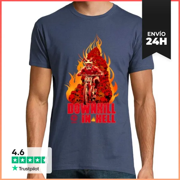 Camiseta Hombre Clásica Downhill In Hell LaTostadora