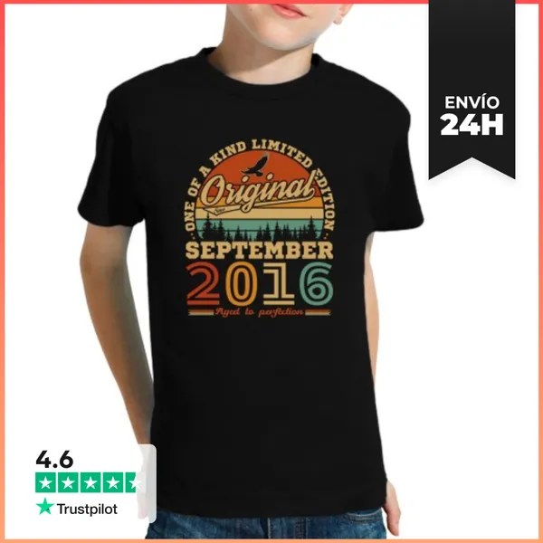 Camiseta Clásica Para Niños Septiembre 2016 Vintage Cumpleaños
