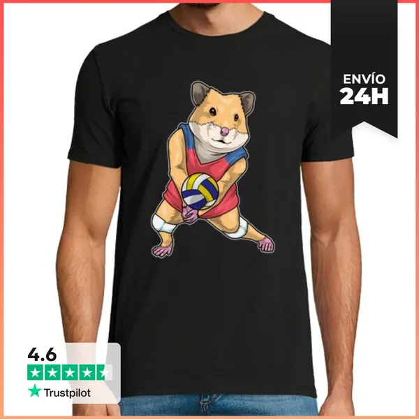 Camiseta Hombre Clásica Jugador De Voleibol De Hámster Voleibol