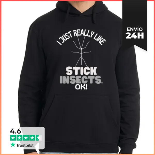 Sudadera Unisex Con Capucha Me Gustan Mucho Los Insectos Palo Ok
