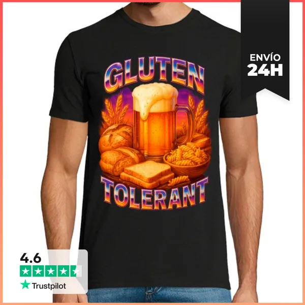 Camiseta Hombre Clásica Gluten Tolerant Cerveza Y Pan LaTostadora
