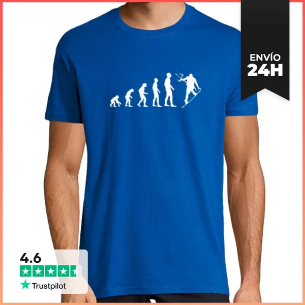 Camiseta Hombre Clásica Evolución Kitesurf Humor Kitesurf