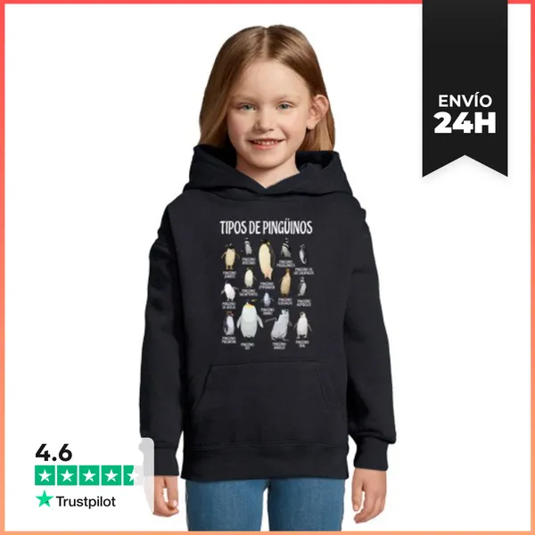 Sudadera Para Niños Con Capucha Tipos De Pingüinos Amante Del