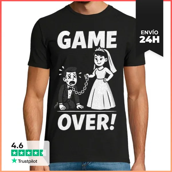 Camiseta Hombre Clásica Despedida De Soltero Gamer Over