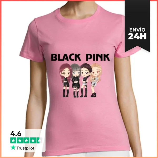 Camiseta Mujer Clásica BLACK PINK - Mujer, Manga Corta, Calidad