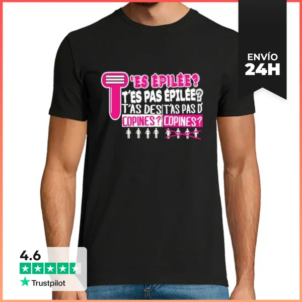 Camiseta Hombre Clásica Hombre, Manga Corta, Negra, Calidad Extra