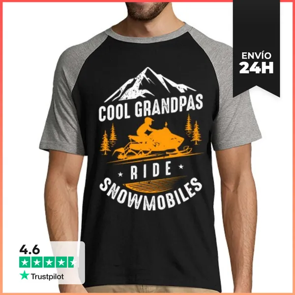 Camiseta Hombre, Estilo Béisbol Los Abuelos Geniales Montan Motos