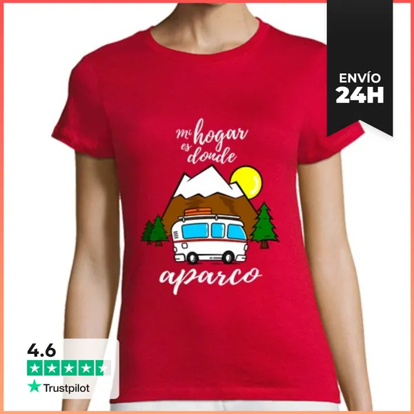 Camiseta Mujer Clásica Hoga Es Donde Aparco 2 Blanco LaTostadora