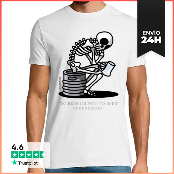 Camiseta Hombre Clásica SHAKESBEERE-BLANCO LaTostadora