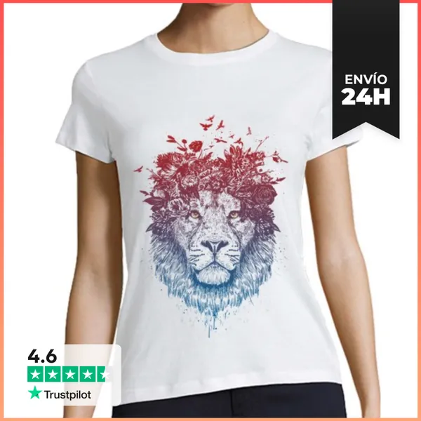 Camiseta Mujer Clásica León Floral Iii LaTostadora
