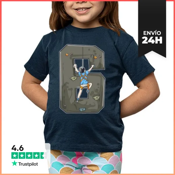 Camiseta Clásica Para Niños 6 Cumpleaños 6 Años Escalada