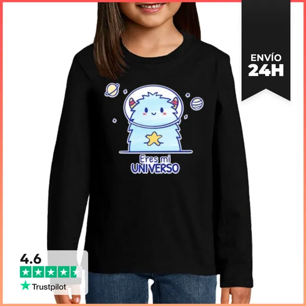 Camiseta Manga Larga Para Niños Eres Mi Universo LaTostadora