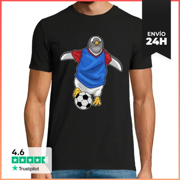 Camiseta Hombre Clásica Jugador De Fútbol Pingüino LaTostadora