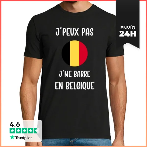 Camiseta Hombre Clásica No Puedo Me Voy A Bélgica LaTostadora