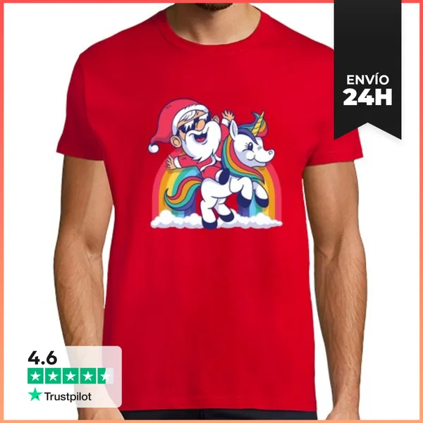 Camiseta Hombre Clásica Santa Unicornio Navidad LaTostadora