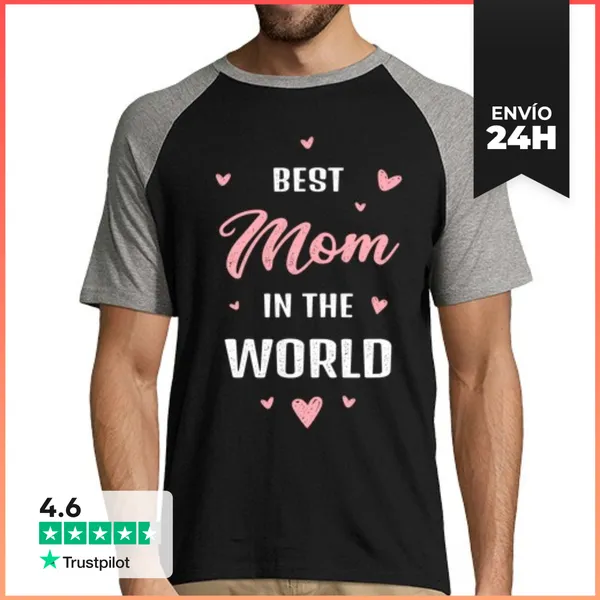 Camiseta Hombre, Estilo Béisbol Mejor Mamá Del Mundo Mejor Mamá