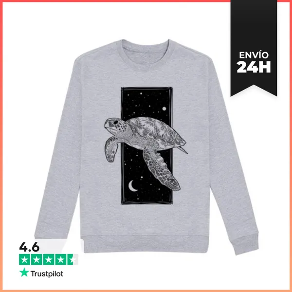 Sudadera Unisex Cosmic Turtle Black Ink - Jersey LaTostadora