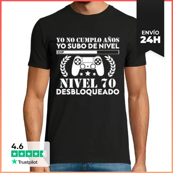 Camiseta Hombre Clásica Nivel 70 Cumpleaños Regalo 70 Años