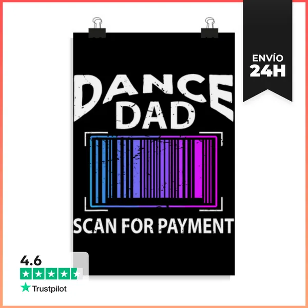 Póster Vertical Papá Divertido Baila Escanear Para Pago