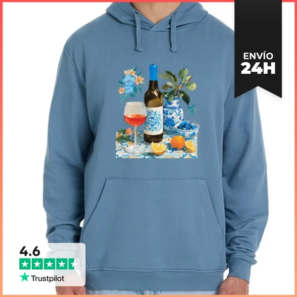 Sudadera Unisex Con Capucha Naturaleza Muerta Con Vino Y Cítricos