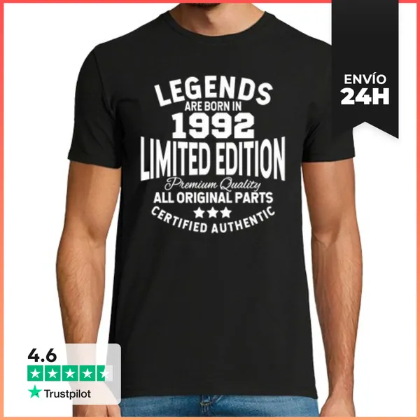 Camiseta Hombre Clásica Las Leyendas Nacen En 1992 LaTostadora