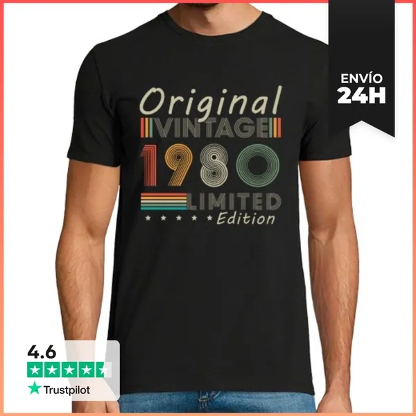 Camiseta Hombre Clásica 1980 Vintage Regalo De Cumpleaños Retro