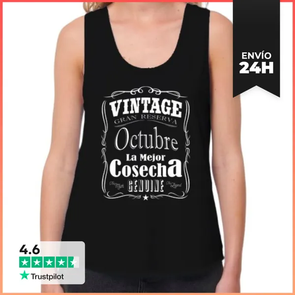 Camiseta Mujer Sin Mangas, Loose Fit Octubre La Mejor Cosecha