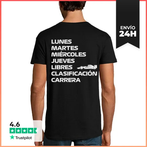 Camiseta Hombre Clásica F1 SEMANA LIBRES CLASIFICACIÓN CARRERA
