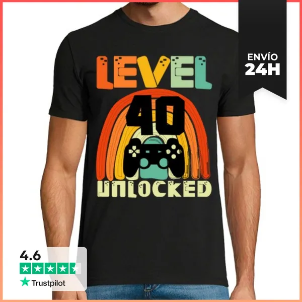 Camiseta Hombre Clásica Nivel 40 Desbloqueado LaTostadora