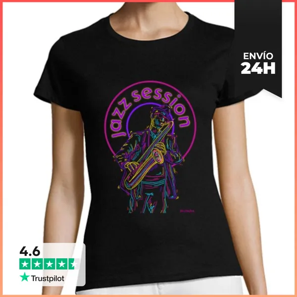 Camiseta Mujer Clásica Jazz Saxo LaTostadora