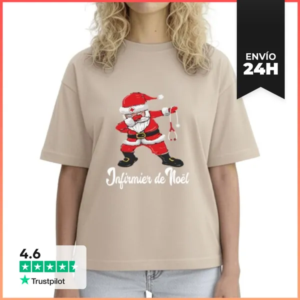Camiseta Mujer Boxy Papá Navidad Enfermero Santa Dab Versión