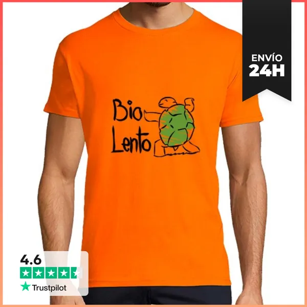 Camiseta Hombre Clásica Biolento Dos Naranja LaTostadora
