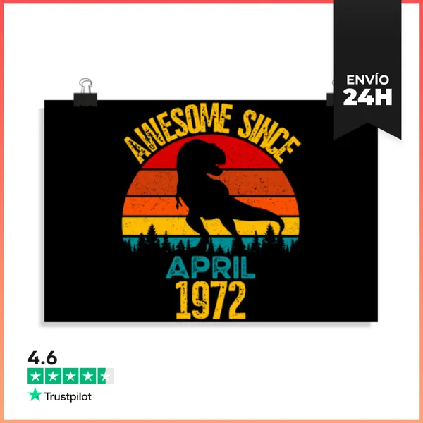 Póster Horizontal Impresionante Desde Abril De 1972 Dinos