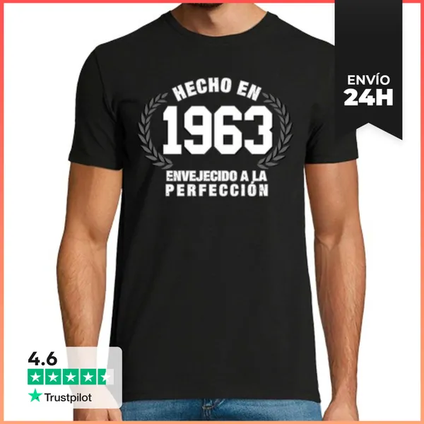Camiseta Hombre Clásica Hecho En 1963 Envejecido A La Perfección