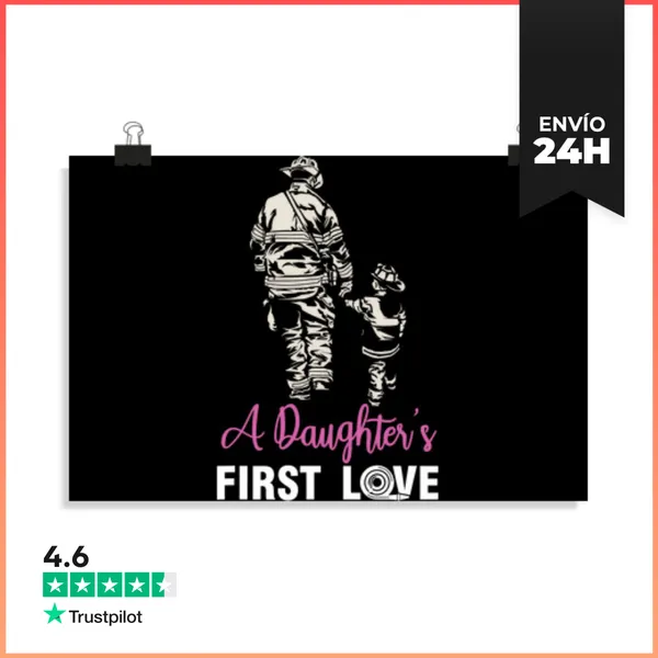 Póster Horizontal Padre Bombero Hija Bombera LaTostadora