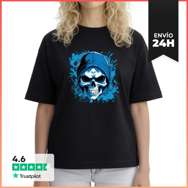 Camiseta Mujer Boxy Calavera En Estilo Graffiti LaTostadora