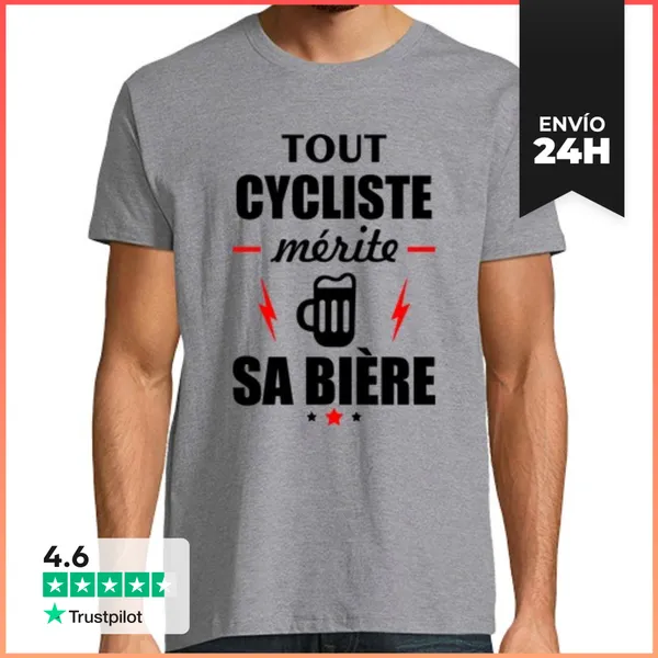 Camiseta Hombre Clásica Ciclista Ciclismo Bicicleta Cerveza Hum