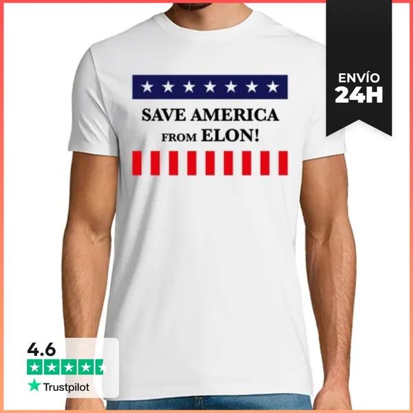 Camiseta Hombre Clásica Salvar A Estados Unidos De Elon Musk