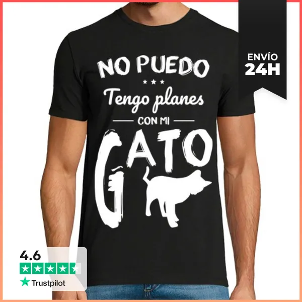 Camiseta Hombre Clásica No Puedo Tengo Planes Con Mi Gato
