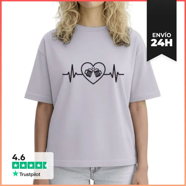 Camiseta Mujer Boxy J Amo La Cerveza Humor Alcohol Aperitivo