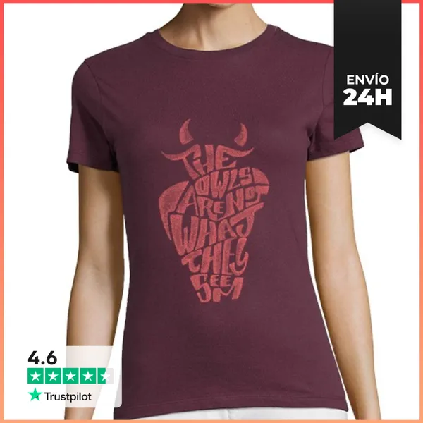 Camiseta Mujer Clásica Camiseta Twin Peaks Ilustración Burdeos