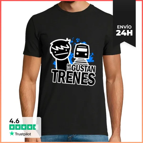 Camiseta Hombre Clásica Me Gustan Los Trenes (I Like Trains) OFF