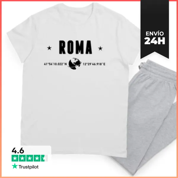 Pijama Ciudad Roma Coordenadas Geográficas Negro LaTostadora