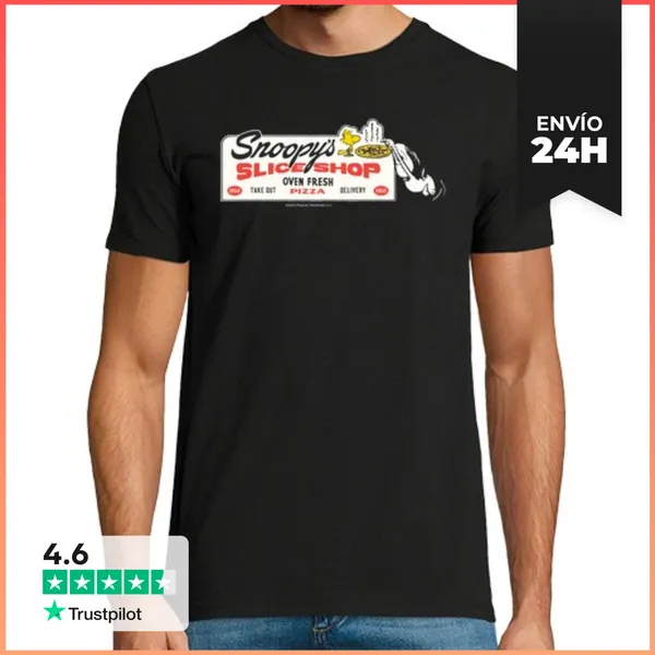Camiseta Hombre Clásica Snoopy Slice Shop Vintage LaTostadora