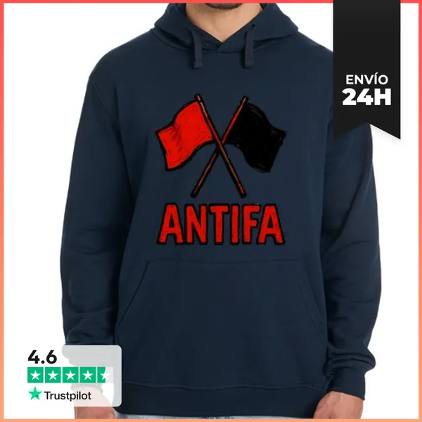 Sudadera Unisex Con Capucha Antifa - Antifascista LaTostadora