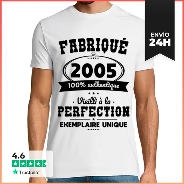 Camiseta Hombre Clásica 18 Años De Aniversario - Hecho En 2005
