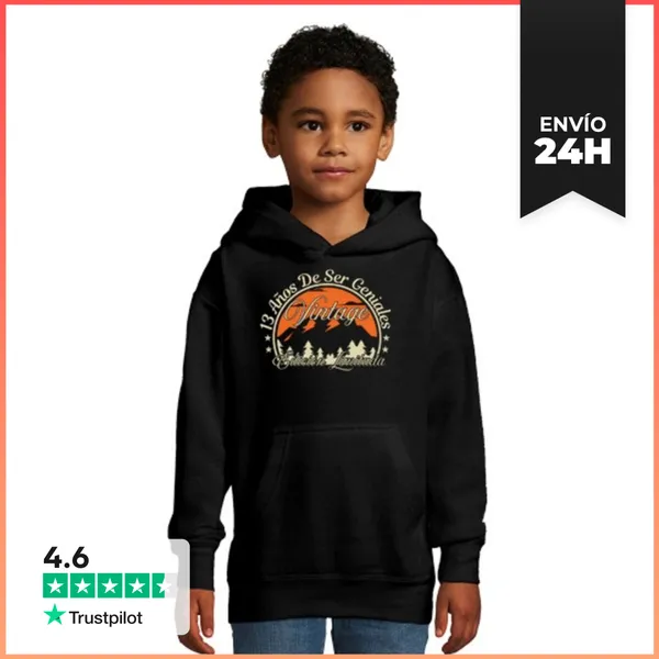 Sudadera Para Niños Con Capucha 13 Años De Ser Genial Vintage
